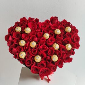 Corazón con Rosas y Ferrero Rocher