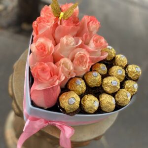 Bouquet Rosas + Chocolates Ferrero