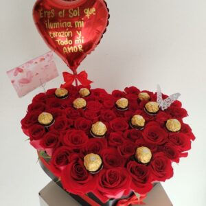 Bouquet de rosas + Globo + Chocolates Ferrero