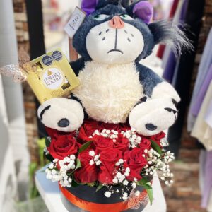 Bouquet de rosas + Peluche de gato