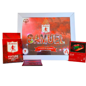 Kit Escarlata Premium "El Más Canchero": Cuadro LED Personalizado + Fixture y Calendario